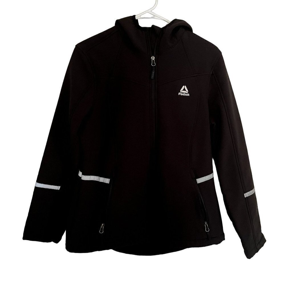Reebok black winter jacket soft comfortable lightweight pockets women's athletic